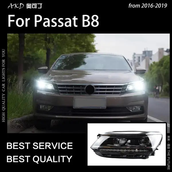 Passat B8 Headlights 2016-2019 Passat US Version LED Headlight DRL Hid Head Lamp Angel Eye Bi Xenon
