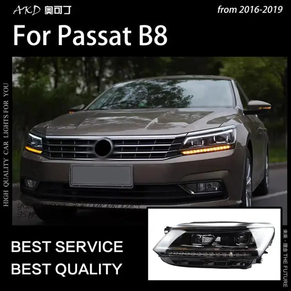 Passat B8 Headlights 2016-2019 Passat US Version LED Headlight DRL Hid Head Lamp Angel Eye Bi Xenon