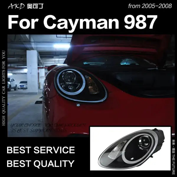 Porsche Cayman 987 Headlights 2005-2008 Boxter LED Headlight DRL High Low Beam Xenon Head Lamp