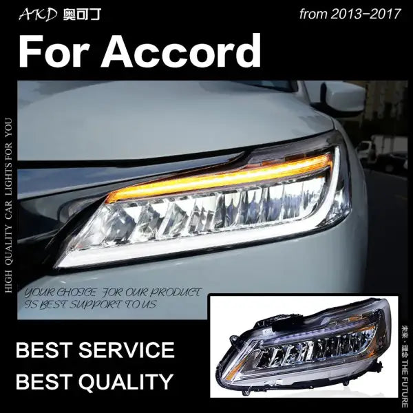 Car Styling Head Lamp for Accord Headlights 2016-2018 New Accord LED Headlight DRL All LED Light Source