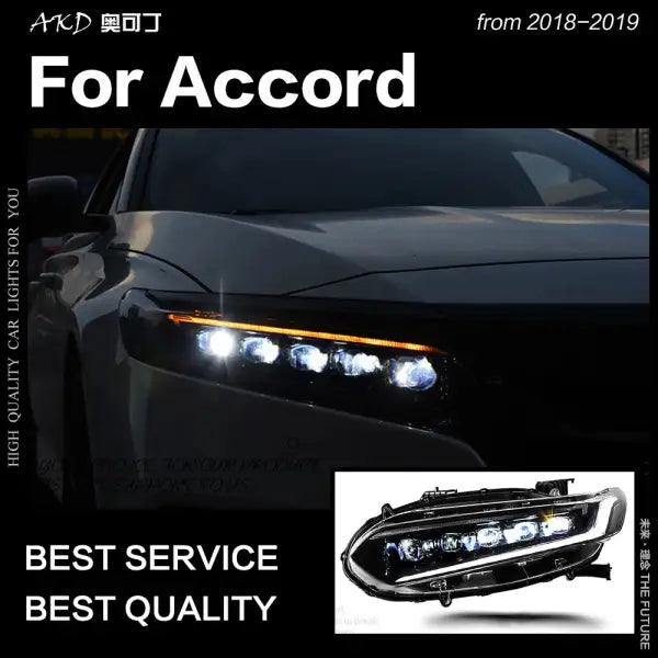 Car Styling Head Lamp for Accord Headlights 2018-2019 New Accord LED Headlight DRL All LED Light Source