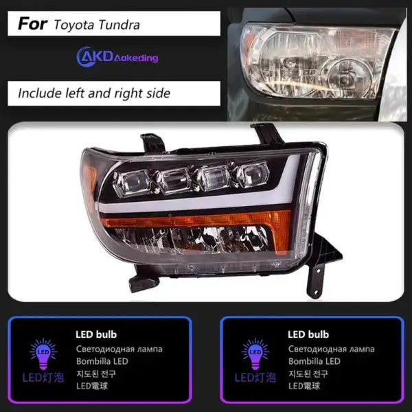 Toyota Tundra LED Headlight 2007-2013 Headlights Tundra DRL Turn Signal High Beam Angelaccessories