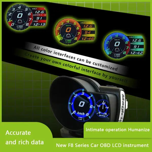Universal OBD Ii OBD2 Auto Meter Gauge LCD Display F8 35 Smart Digital LCD Instrument Cluster OBD 2 Speedometer F8