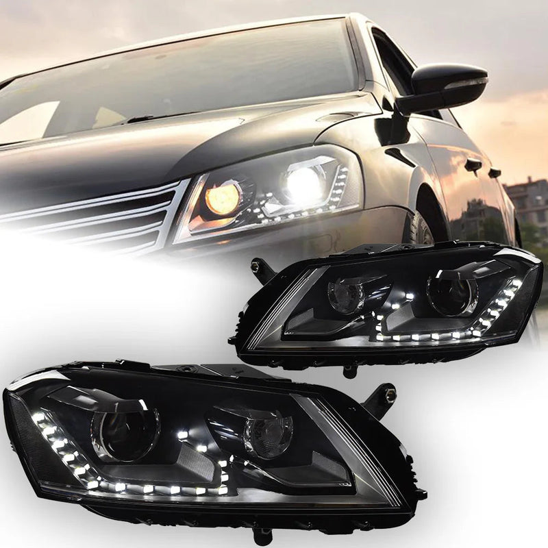 VW Passat B7 Headlight 2012-2016 Passat Europe LED DRL Hid Head Lamp Angel Eye Bi Xenon Beam