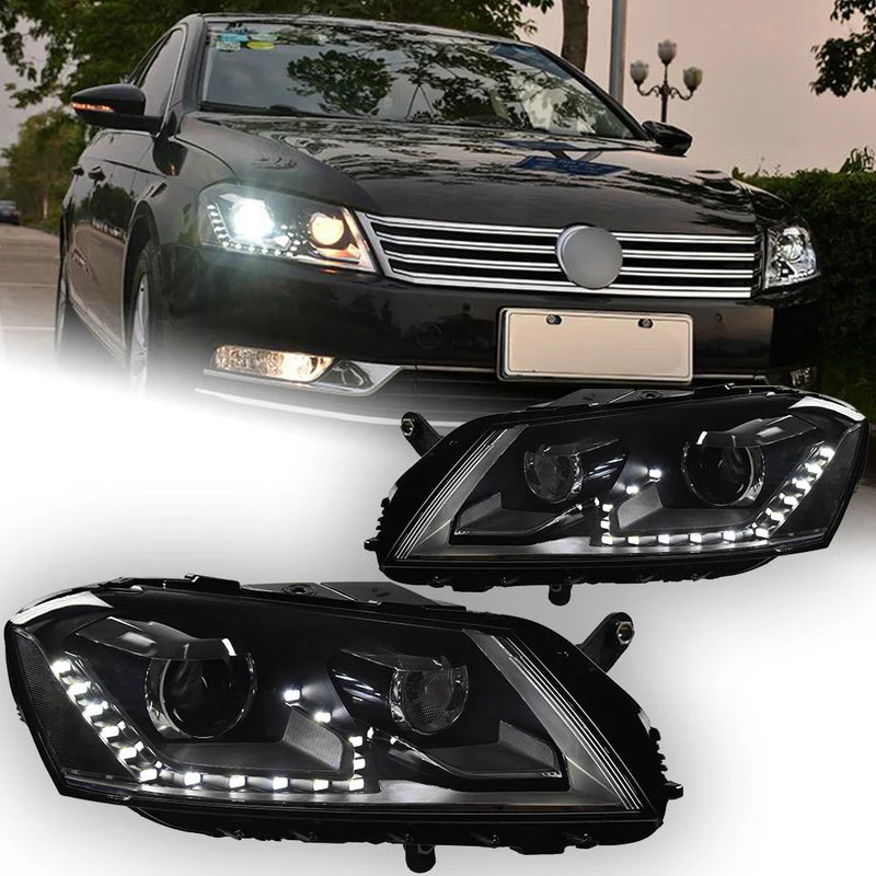 VW Passat B7 Headlight 2012-2016 Passat Europe LED DRL Hid Head Lamp Angel Eye Bi Xenon Beam
