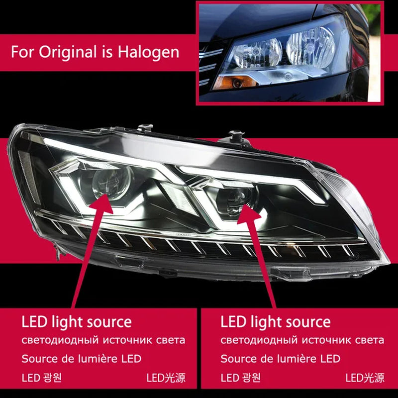 VW Passat B7 Headlights 2011-2016 LED Headlight DRL Hid Head Lamp Bi Xenon Projector Lens