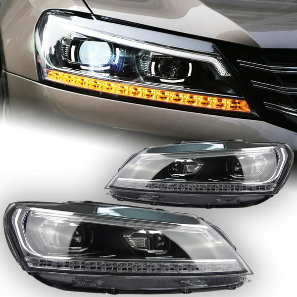 VW Passat B7 Headlights 2012-2015 Passat LED Headlight DRL Hid Head Lamp Angel Eye Bi Xenon
