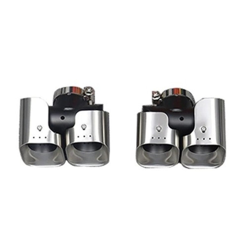 Car Craft Compatible With Range Land Rover Defender 90 110 130 L663 Lr129997 2020+ Car Exhaust Tip Tailpipe Stainless Steel Square Muffler Tip Nozzle Silensor 2.0 Square Khan Style Chrome Silver - CAR CRAFT INDIA