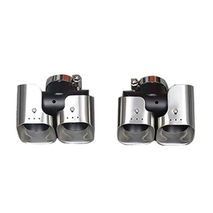 Car Craft Compatible With Range Land Rover Defender 90 110 130 L663 Lr129997 2020+ Car Exhaust Tip Tailpipe Stainless Steel Square Muffler Tip Nozzle Silensor 2.0 Square Khan Style Chrome Silver - CAR CRAFT INDIA