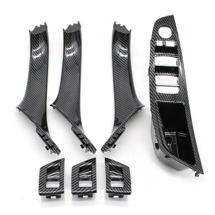 Car Craft Compatible With Bmw 5 Series F10 2010-2017 Car Interior Door Armrest Inside Pull Handle Inner Full Set Carbon Fiber 25874 25847l 25848r 25889l 25890r In Cf Rhd Model A CC-7874 - CAR CRAFT INDIA