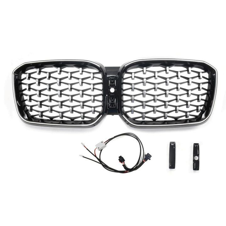 Car Craft Compatible With Bmw X3 G01 G08 Lci 2022+ Front Bumper Diamond Black Silver Show Led Grill