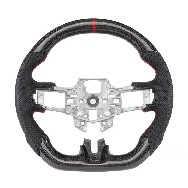 Car Craft Compatibel With Ford Mustang Gt Ecoboost Shelby 2015-2018 Sport Racing Steering Wheel Trim Cover Wheel Perforated Leather Carbon Fiber Core