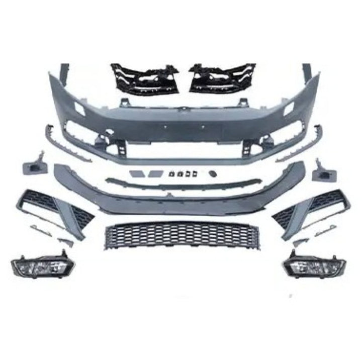 Car Craft Compatible With Vw Volkswagen Polo 2010-2024 Upgrade Facelift Convert To Gti Line Style Front Bumper Bodykit Fog Lamp Light Grill Mesh Front