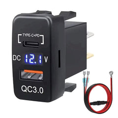 Car Craft Compatible With Toyota Corolla Altis Innova Fortuner Hilux Land Cruiser Prado Camry Alphard Dual Usb Type C Power Car Charger Socket Fast Charge Adapter Outlet Switch 12v-24v Fpuv 33*23mm - CAR CRAFT INDIA