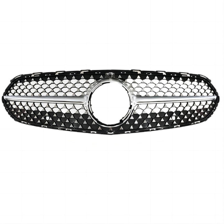 Car Craft Compatible With Mercedes Benz C Class W206 C206 2023 Upgraded Front Bumper Racing Mesh Show Grille With Camera Hole Diamond Silver