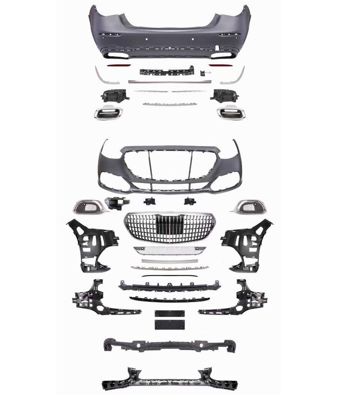 Car Craft Compatible With Mercedes Benz S Class W223 2021-2025 Car Upgrade To Maybach Mhb Bumper Bodykit Front After Lip Diffuser Exhaust Tips Fog Gril Cover Grill