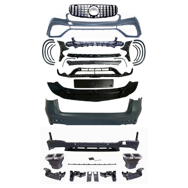 Car Craft Compatible With Mercedes Benz Glc W253 X253 2016-2020 Car Upgrade To Glc63 Amg Bumper Bodykit Front After Lip Diffuser Exhaust Tips Fog Gril Cover