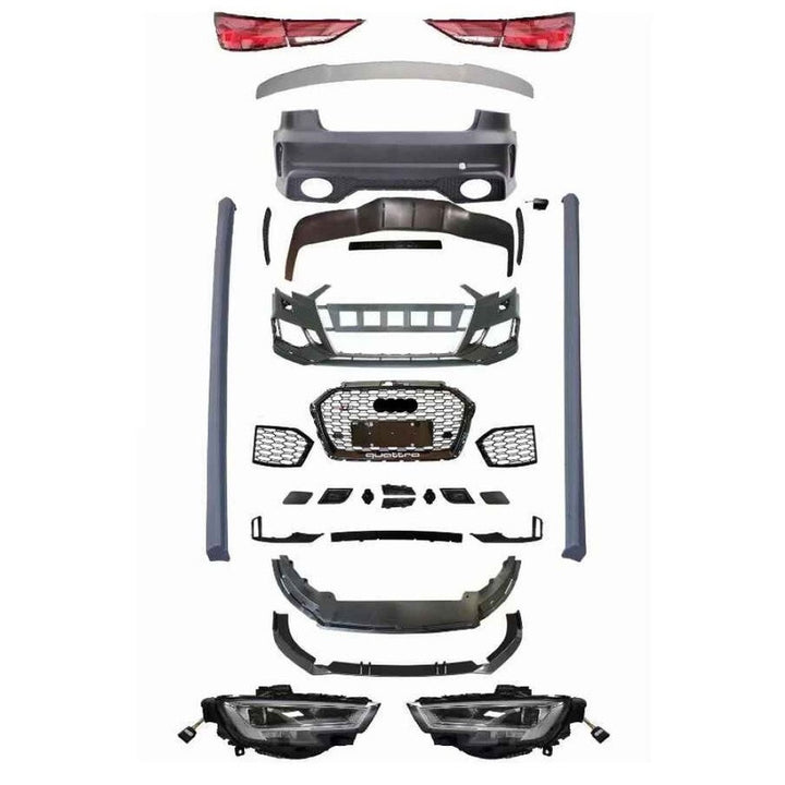 Car Craft Compatible With Audi A3 8v 2013-2016 Upgrade Facelift Convert To 2017 Style Rs3 Sport Bodykit Bumper Headlight Taillight Grill Diffuser Lip Trim Skirt Only For Car With Hid Xenon Light