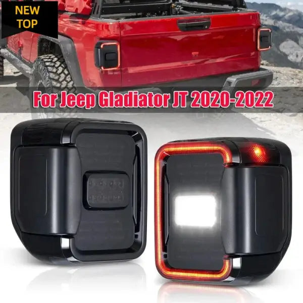 1 Pair Smoke Lens Led Tail Light Rear Reverse Lamp for Jeep Gladiator JT 2020-2022 (US/EU Version)