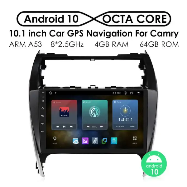10.1 Inch Touch Screen Android 10 Car Radio Audio Car DVD Player GPS Navigation for Toyota Camry 2012-2014