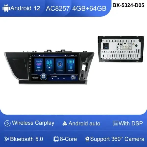 10" Android 12 Player for Toyota Corolla Altis RHD 2014/2015/2016 Carplay Car Head Unit Radio Stereo Multimedia GPS DVD 4G Wifi