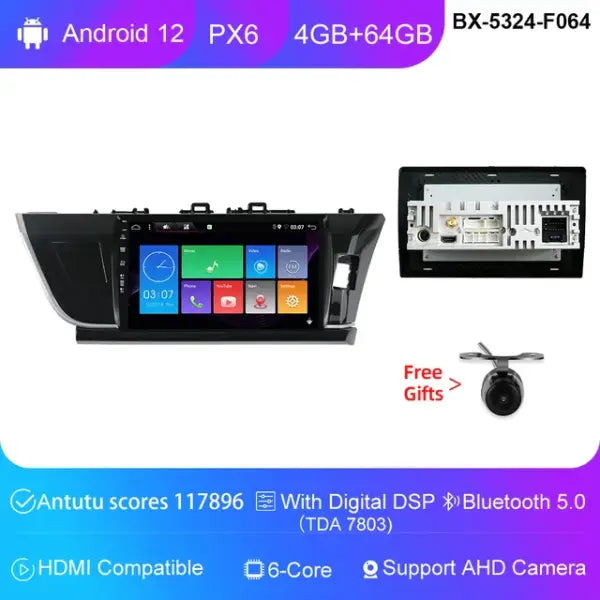 10" Android 12 Player for Toyota Corolla Altis RHD 2014/2015/2016 Carplay Car Head Unit Radio Stereo Multimedia GPS DVD 4G Wifi