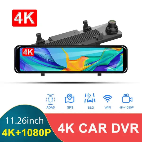 11.26 Inch 4K Touch Screen Dash Cam ADAS Car DVR GPS Auto Video Car Driving Recorder Camera Black Box Rear View Mirror