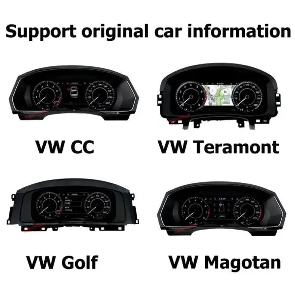 12.3 Inch Car LCD Instrument Cluster Digital Speedometers Dashboard for Volkswagen VW CC