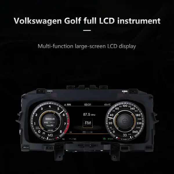 12.3 Inch Car Multimedia Instrument Cluster Oil Gauge LCD Digital Auto Speedometer Meter for VW Golf 2014-2020