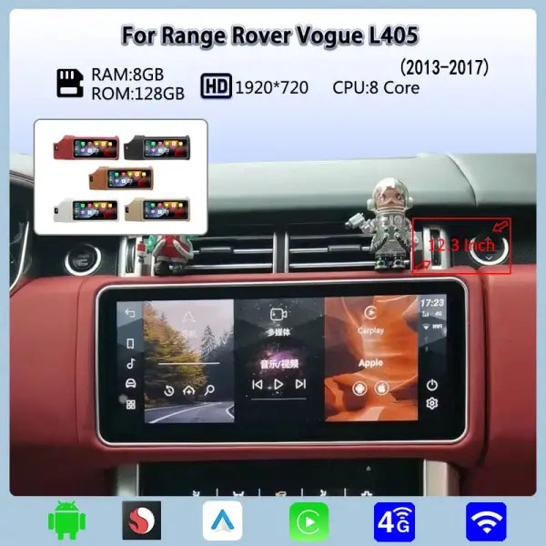 12.3 "Qualcomm Android 12 for Range Rover Vogue L405 2013-2017 Car Stereo Carplay Multimedia Player Radio AC Screen