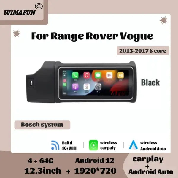 12.3" for Range Rover Vogue L405 2013-2017 Car Radio Multimedia Navigation Carplay Auto Screen Bluetooth Player Android12