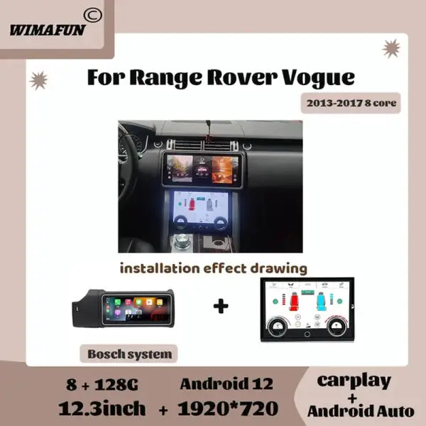 12.3" for Range Rover Vogue L405 2013-2017 Car Radio Multimedia Navigation Carplay Auto Screen Bluetooth Player Android12