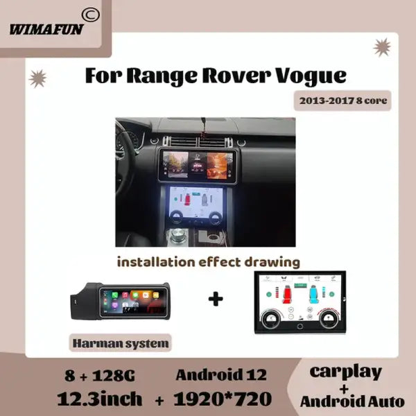 12.3" for Range Rover Vogue L405 2013-2017 Car Radio Multimedia Navigation Carplay Auto Screen Bluetooth Player Android12