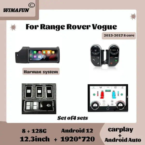 12.3" for Range Rover Vogue L405 2013-2017 Car Radio Multimedia Navigation Carplay Auto Screen Bluetooth Player Android12