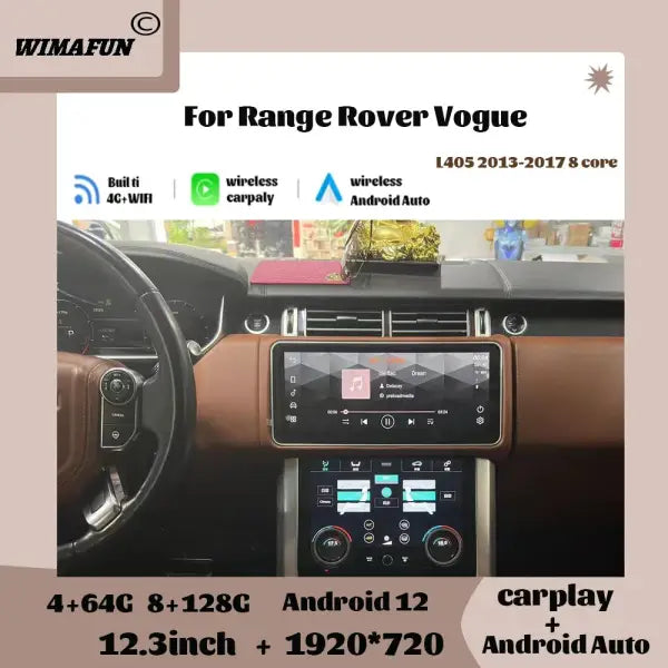 12.3" for Range Rover Vogue L405 2013-2017 Car Radio Multimedia Navigation Carplay Auto Screen Bluetooth Player Android12