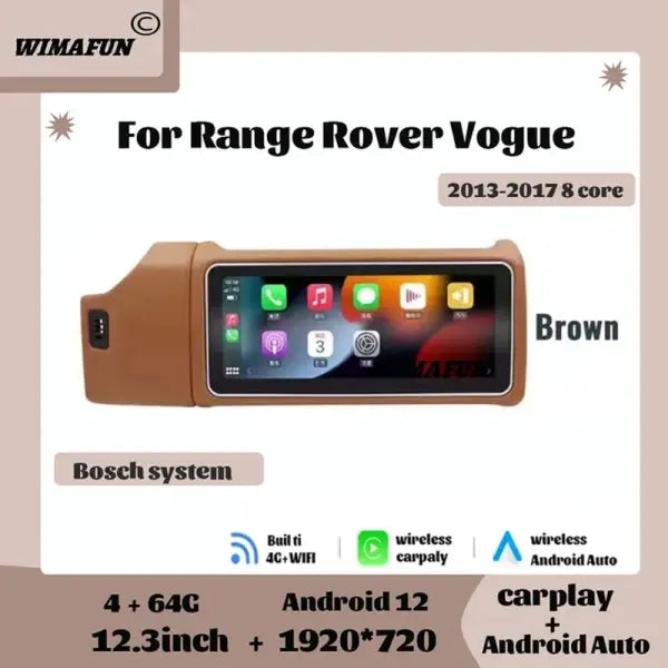 12.3" for Range Rover Vogue L405 2013-2017 Car Radio Multimedia Navigation Carplay Auto Screen Bluetooth Player Android12