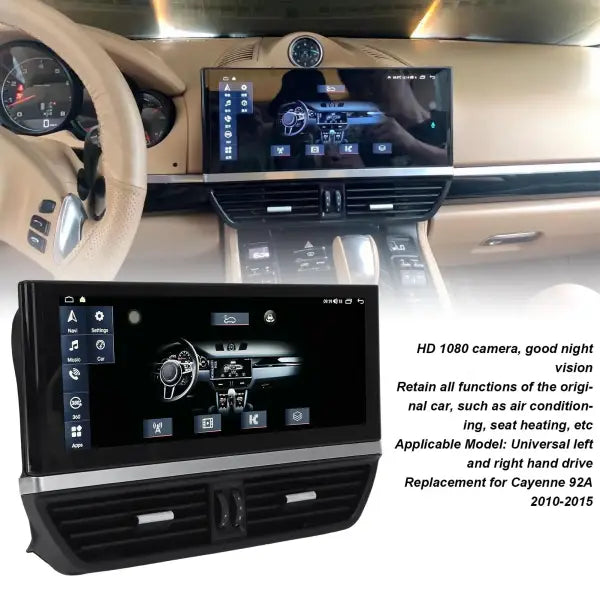 12.3In Car Multimedia Player Wireless Carplay HD Touch Screen GPS Navigation Replacement for Porsche Cayenne 92A 2010-2015