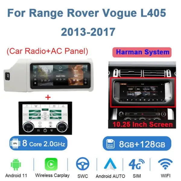 12.3Inch Android 11 Car Radio for Range Rover Vogue L405 2013-2020 AC Touching Screen Multimedia Player Navigation Stereo