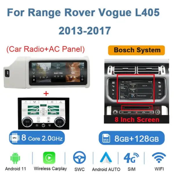 12.3Inch Android 11 Car Radio for Range Rover Vogue L405 2013-2020 AC Touching Screen Multimedia Player Navigation Stereo