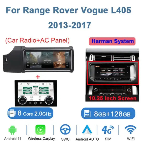 12.3Inch Android 11 Car Radio for Range Rover Vogue L405 2013-2020 AC Touching Screen Multimedia Player Navigation Stereo