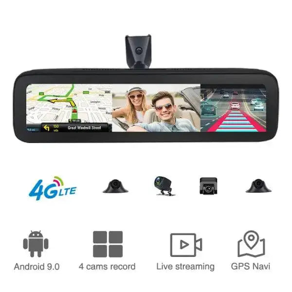 12 Inch Android Car Recorder Camera DVR Front Rear 4K Dash