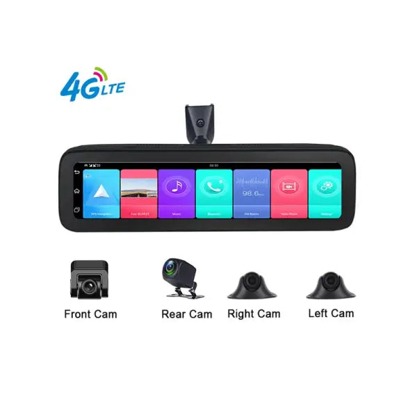 12 Inch Touch Screen Android Car DVR Full HD 4K 1080P 360 Degree Mirror Dash Camera Car Black Box Recorder