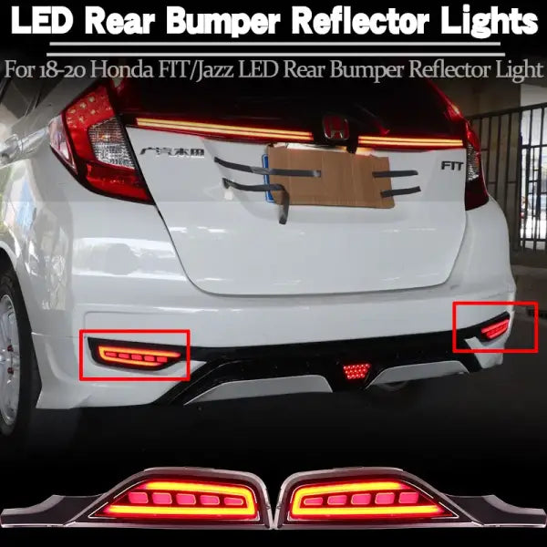 12V LED Rear Fog Lamp Bumper Light for 18-19 Honda Fit/Jazz LED Rear Bumper Reflector Light for 18-20 Honda Fit/Jazz LED Rear
