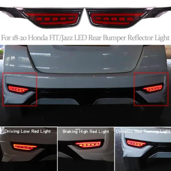 12V LED Rear Fog Lamp Bumper Light for 18-19 Honda Fit/Jazz LED Rear Bumper Reflector Light for 18-20 Honda Fit/Jazz LED Rear