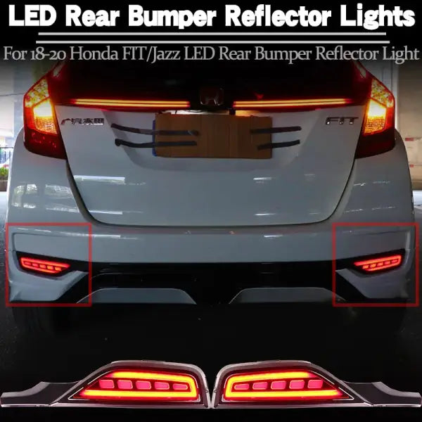 12V LED Rear Fog Lamp Bumper Light for 18-19 Honda Fit/Jazz LED Rear Bumper Reflector Light for 18-20 Honda Fit/Jazz LED Rear