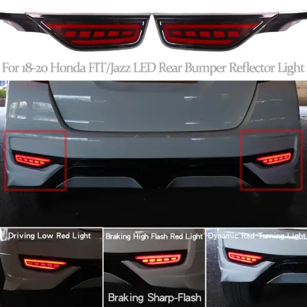 12V LED Rear Fog Lamp Bumper Light for 18-19 Honda Fit/Jazz LED Rear Bumper Reflector Light for 18-20 Honda Fit/Jazz LED Rear