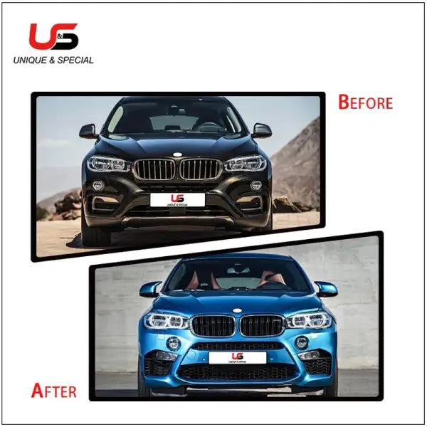 Use for BMW X5 F15 (13-18Style) Upgrade to X5M Bodykit Grille Front Bumper Exhaust Pipe Side Skirts