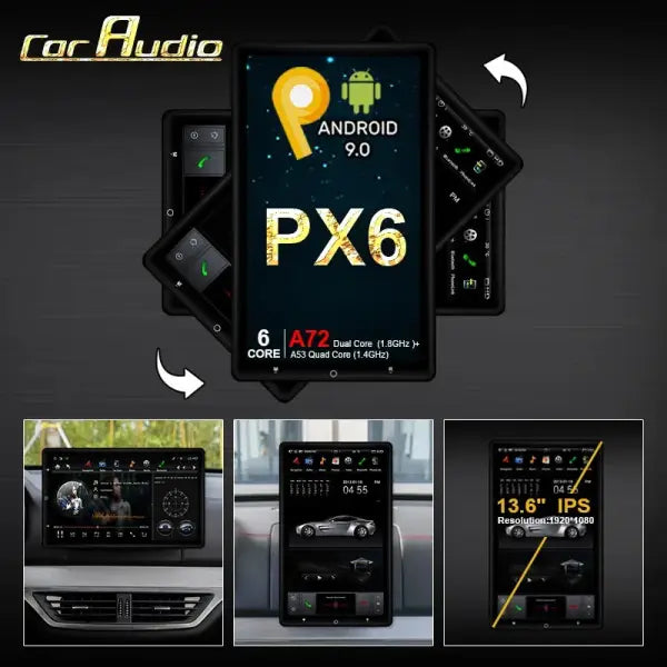 13.6 Inch Custom Android System 2 Din Universal Car DVD Audio 360 Turn IPS Screen Car Radio Stereo for Tesla Style