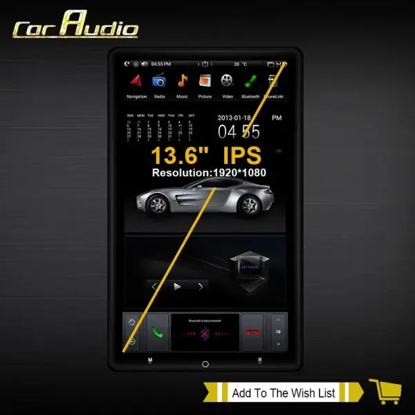 13.6 Inch Custom Android System 2 Din Universal Car DVD Audio 360 Turn IPS Screen Car Radio Stereo for Tesla Style