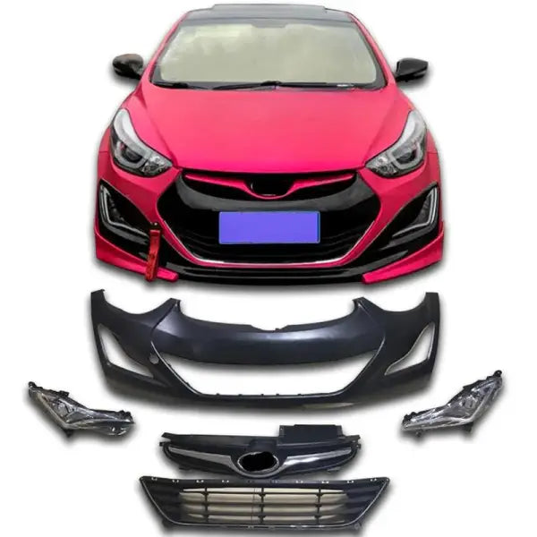 15 Han Edition Front Bumper for 2012-2017 Hyundai Elantra Car before the Front Bumper Lip Grille Body Kit